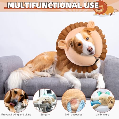 Inflatable Dog Cone Collar Alternative After Surgery (Lion Brown / XL (Neck:18-21in))