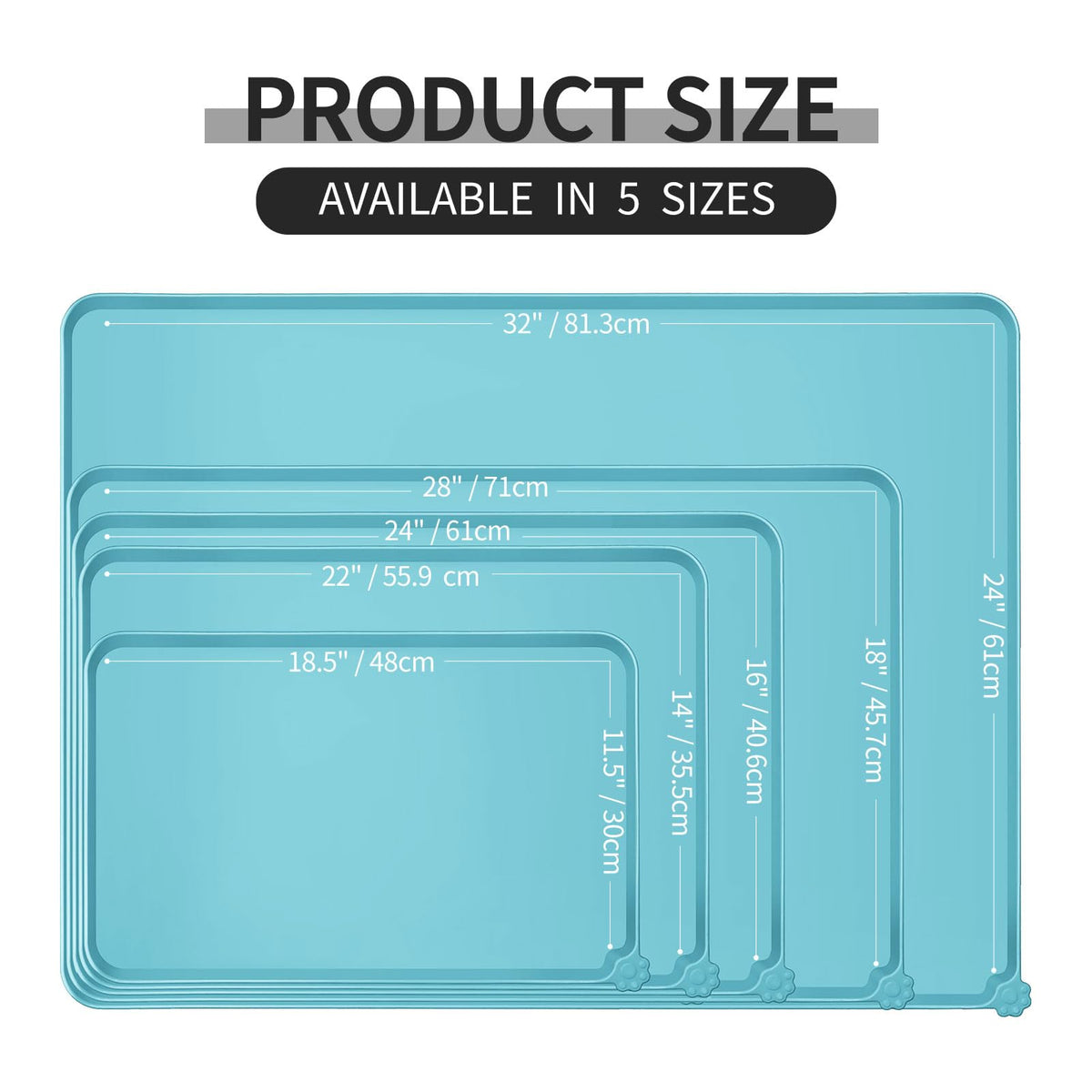 Silicone Pet Feeding Mat (Turquoise / 18.5" x 11.5")