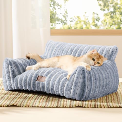 ComfyFleece® Shown on TV Fluffy Cat Couch for Pets (24x18x10" / Blue Indigo)