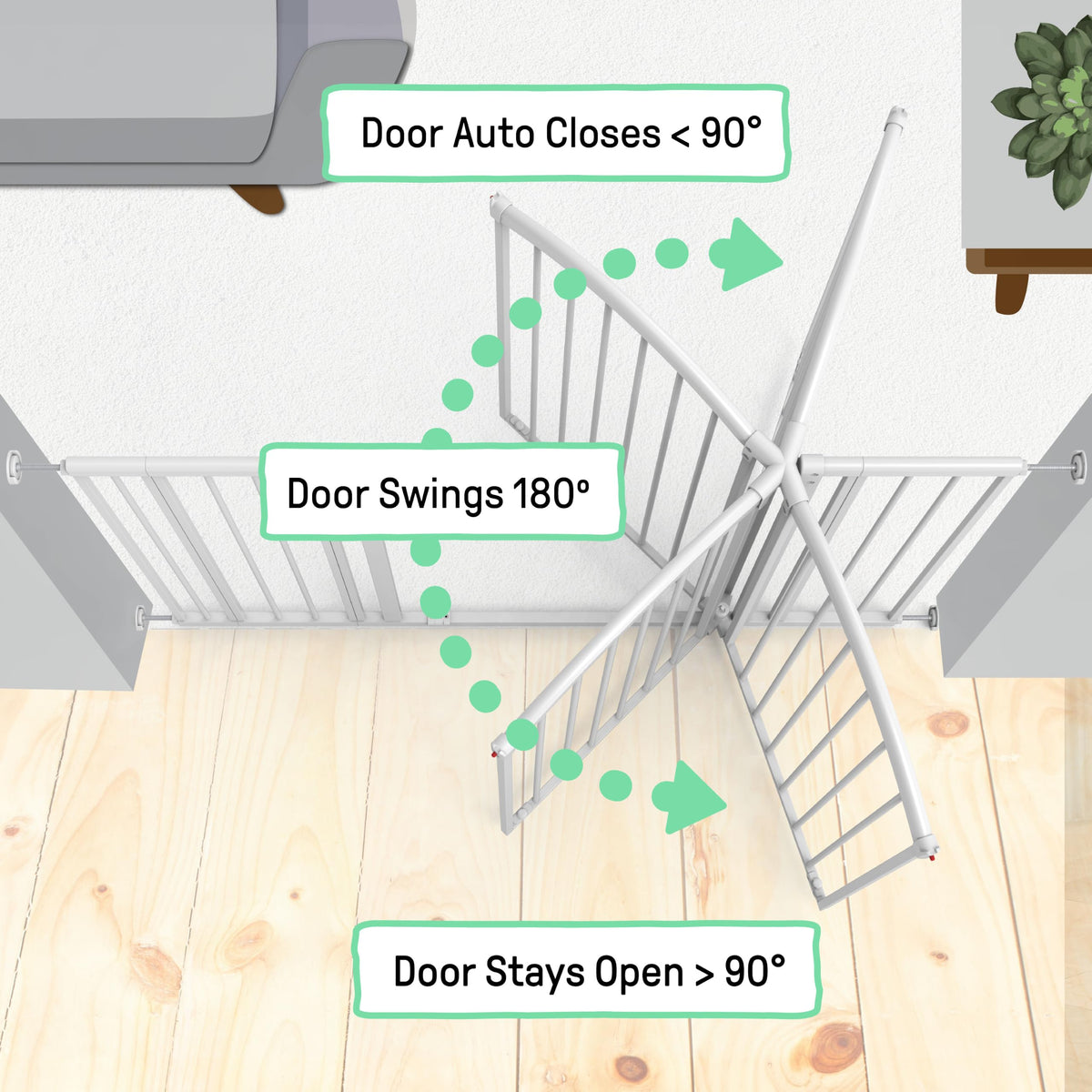 Extra Tall & Wide Safety Pet and Baby Gate (White / 29.5"-53" W x 38" H)