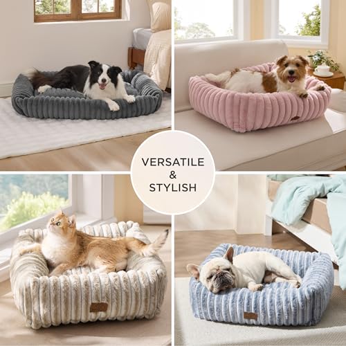 ComfyFleece® Cute Dog Bed for Small Medium Dogs (25.0"L x 21.0"W x 7.0"Th / Blue Indigo)