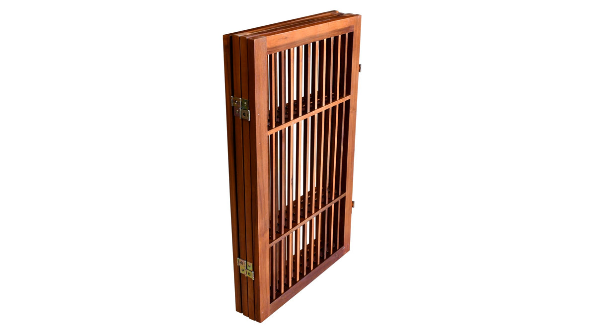 Pet Dog Gate Freestanding (4 Panel 30" Tall / Brown Pet Gate)