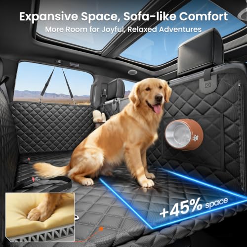 2.0 Truck Hard Bottom Back Seat Cover for Large Dogs (Black / Extra Large - SUVs, Full-Size Trucks)