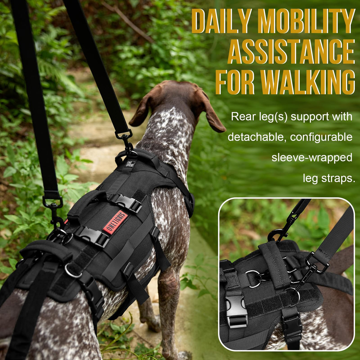 Dog Lift Harness for Large Dogs (Black / L)