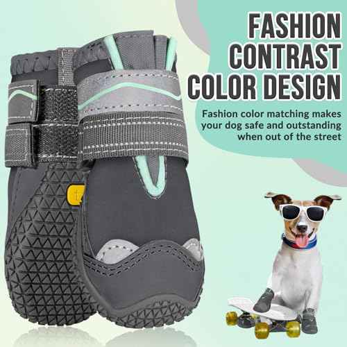 Dog Shoes for Large Small Medium Dogs (Grey / #5 (Width 2.4 inch) for 40-58 lbs)