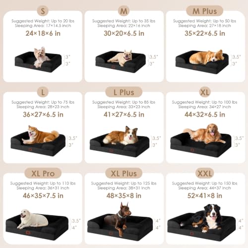Orthopedic XXL Dog Bed (Black / 46.0"l X 35.0"w X 7.5"th)