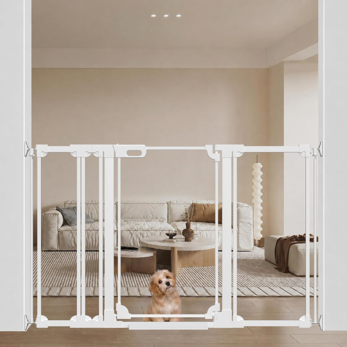 40" Extra Tall Clear Acrylic Dog Gate 57.87 (White / 57.87-66.14"W x 40"H)