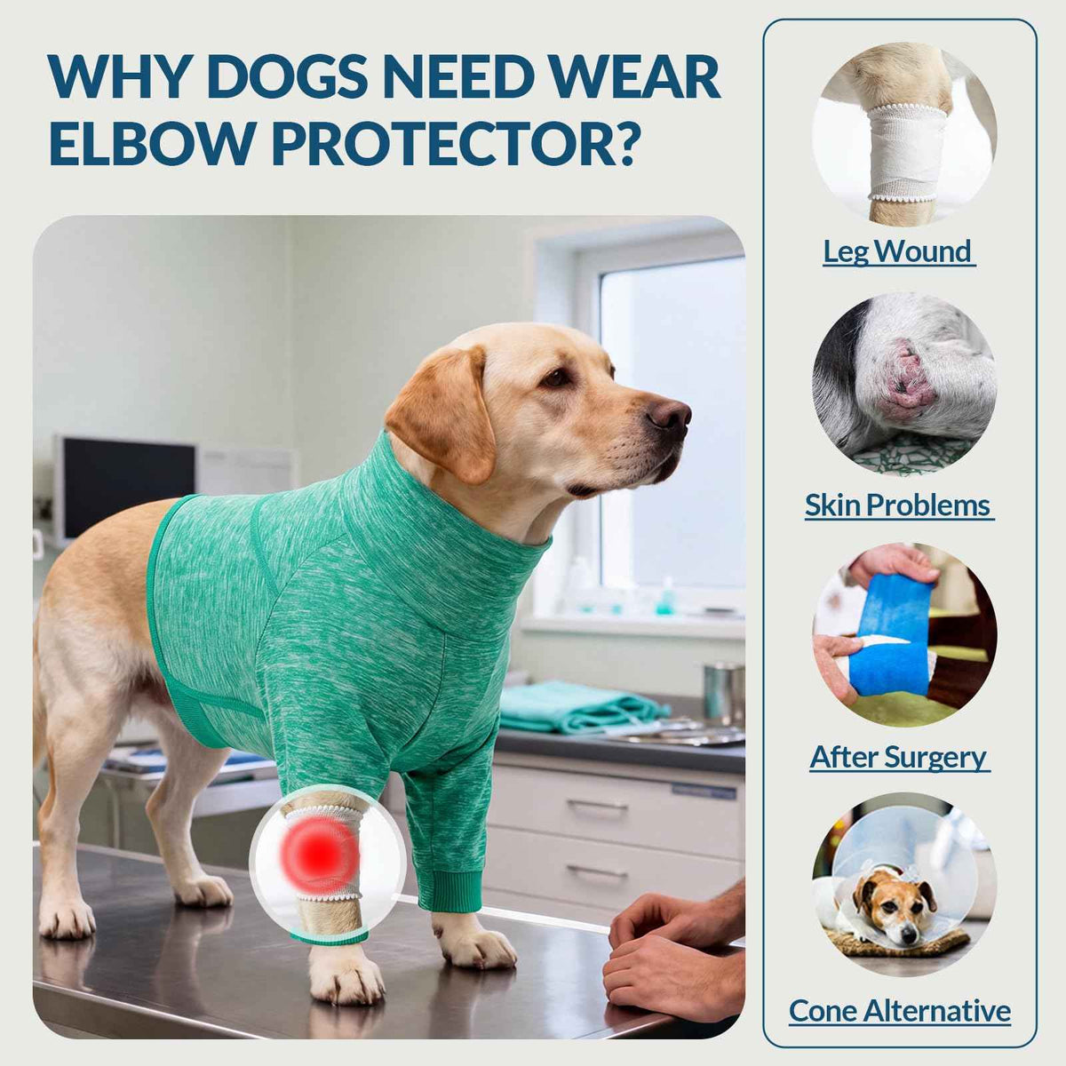Dog Recovery Sleeve Front Leg Dog Shirt Half Shoulder (L / Green)