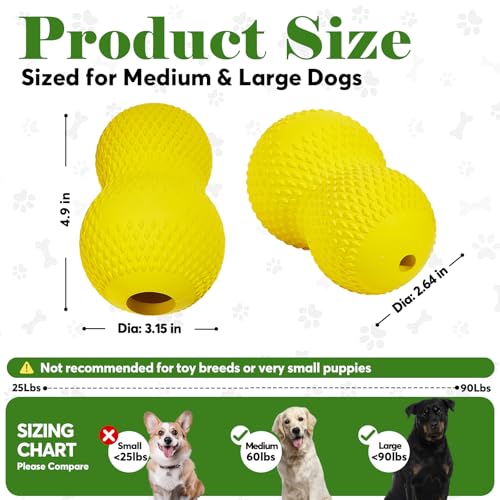 Natural Rubber Dog Chew Toys Dog Toys for Aggressive Chewers Gourd (Yellow-Gourd)