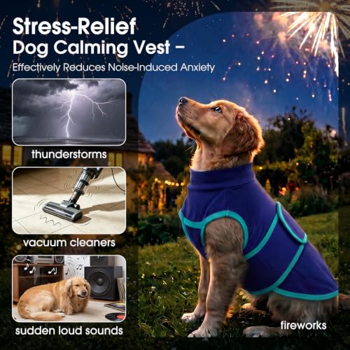 Adjustable Calming Vest Shirt for Dogs from Loud Noises (Blue / X-Small(Chest Girth:18.1"))