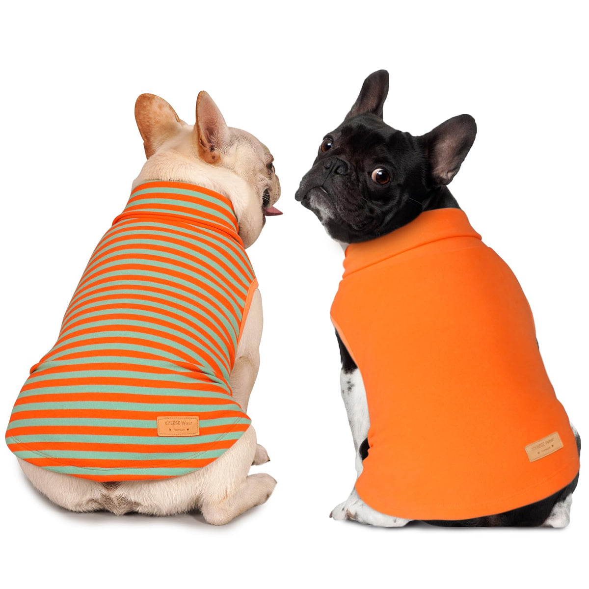 2Pack Dog Sweater for Medium Dogs Soft Pet Coats Fleece Sweatshirt (X-Large (19-27lbs) / 5# Stripe+Orange)