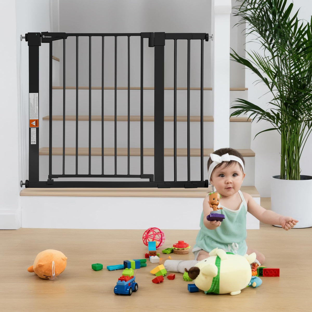 30" Tall Baby Gate for Stairs Doorways (30"Tall 40.5"Wide / Black)
