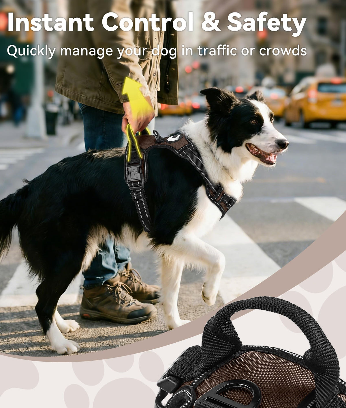 No Pull Dog Harness for Large Dogs (Large / Brown)