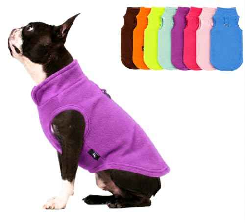 Dog Fleece Vest Sweater with Leash Ring (L (10-16lbs) / Purple)