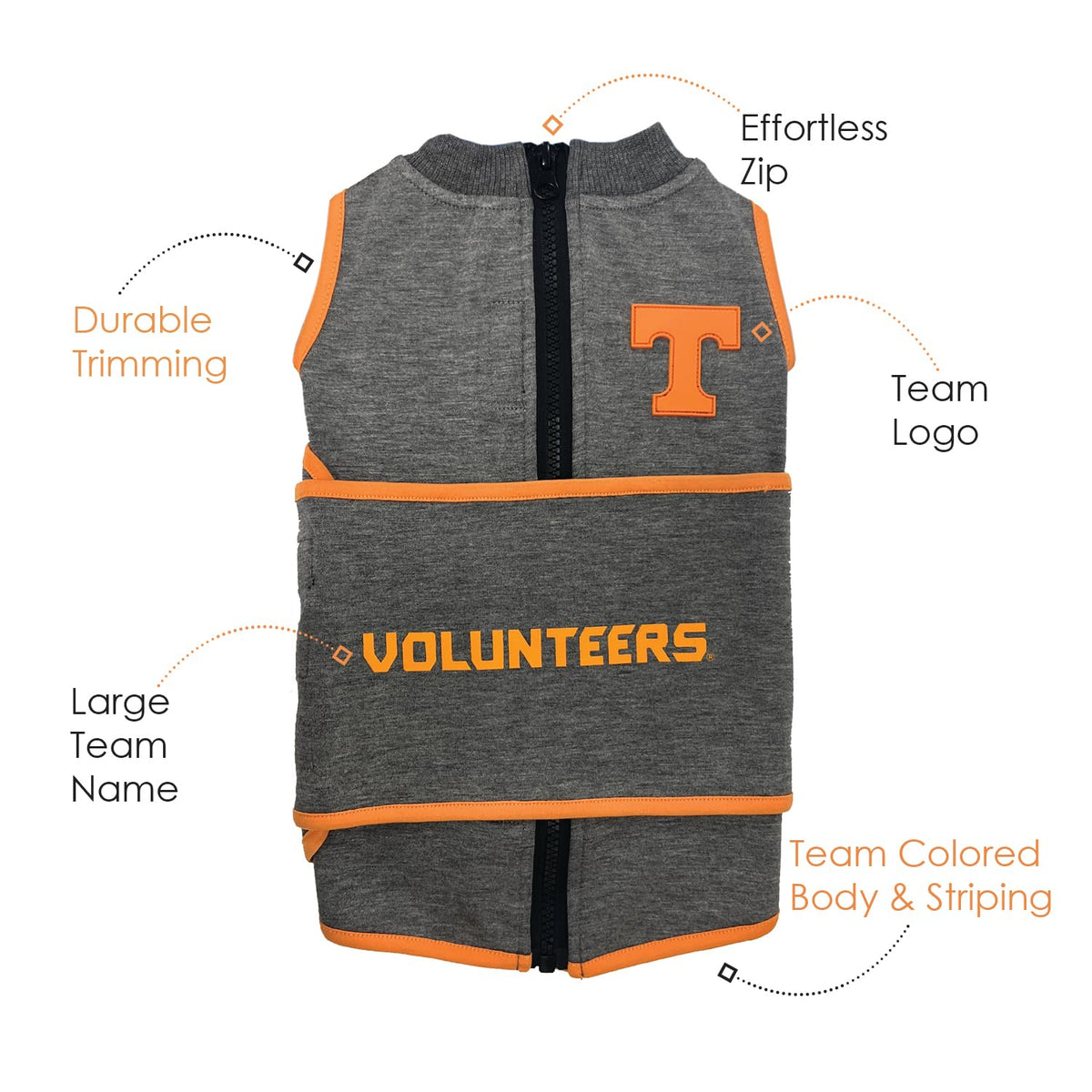 NCAA Tennessee Volunteers Dog Anxiety Shirt Calming Soothing Vest for Dogs Cats with Anxiety (Small / Tennessee Volunteers)