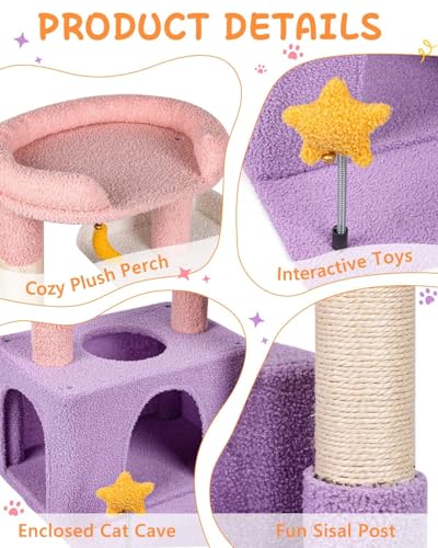 Small Cat Tree for Kittens (Moonlit Violet / Small 30")