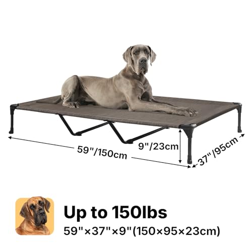 Outdoor Elevated Dog Bed Large Sized Dogs (59.0"L x 37.5"W x 9.0"Th / Brown)