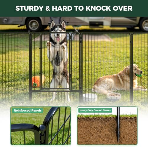Rollick Dog Playpen with RV Step Grid for RV Camping (Black / 40"H)