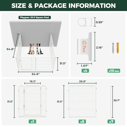 Homeplus Indoor Dog Playpen with Fence (White / 32"H)