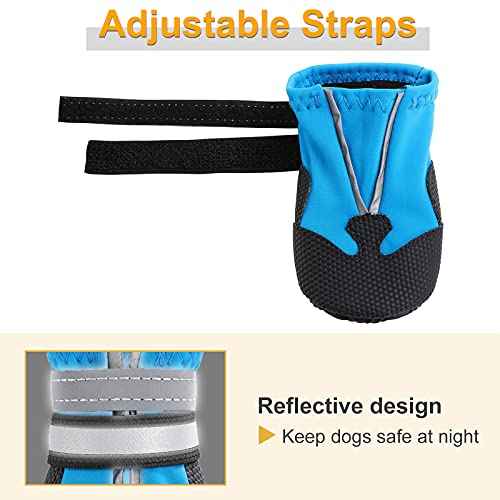 Water Resistant Dog Boots for Medium Large Dogs (Blue(Waterproof) / M (Insole Width 2.2")for 30~44lb)
