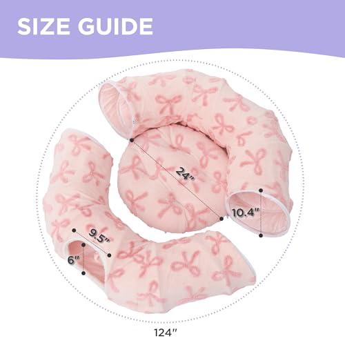 Lesure Donut Cute Jacquard Large Cat Tunnel Bed Kitten Toys for Dog Bunny (large (39.5"L x 39.5"W x 10"H) / Bow Pink Taffy)