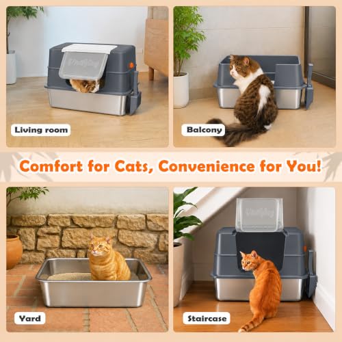 Stainless Steel Litter Box (Dark Gray)