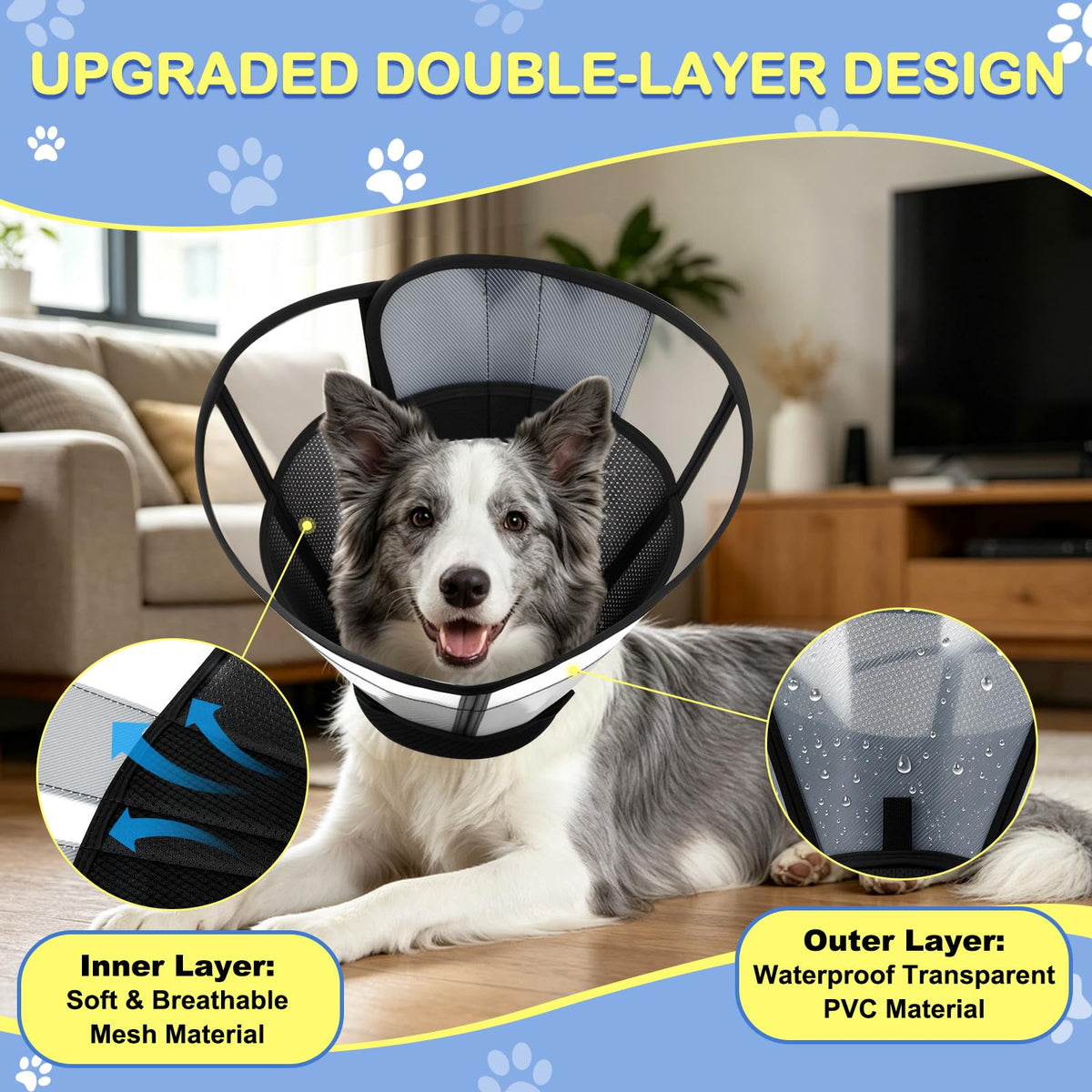 Dog Cone to Stop Licking (XS (Neck: 8.7-9.8") / Black)