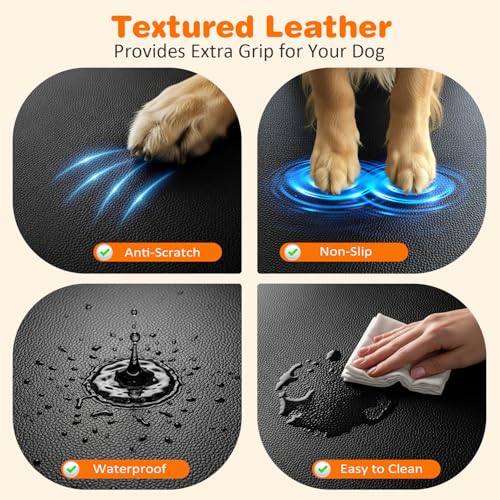 PU Leather Hard Bottom Dog Seat Cover for Full (Black - Orange / XL - for Full Size Crew Cab Trucks)