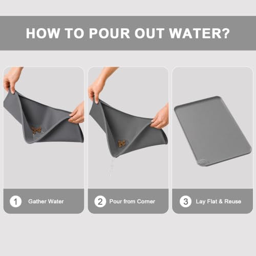 Silicone Pet Feeding Mat (Gray / 19"L x 12"W)