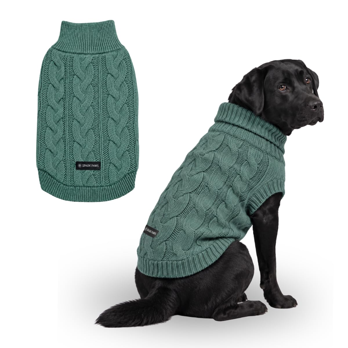 Knit Dog Sweater (Pine Green Cableknit / 3XL)