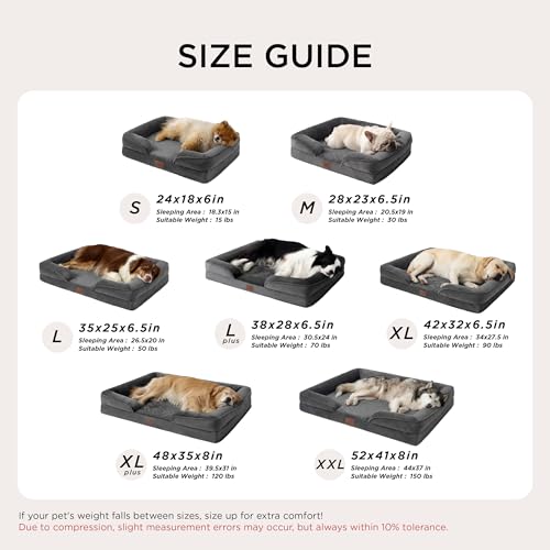Small Orthopedic Dog Bed (Dark Grey / 24"l X 18"w X 6"th)