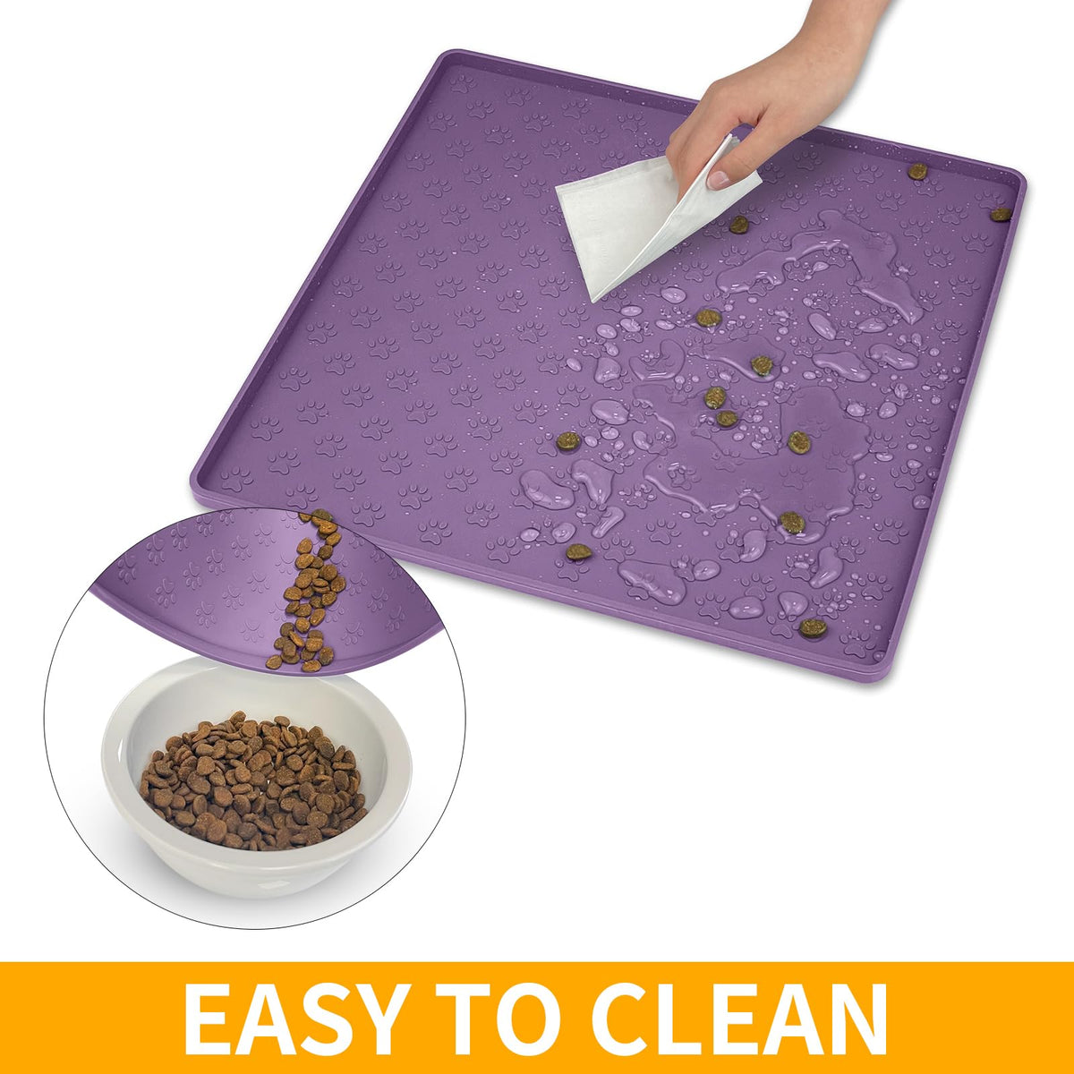 Dog Food Mat Anti (11.8"L x 11.8"W / Purple)
