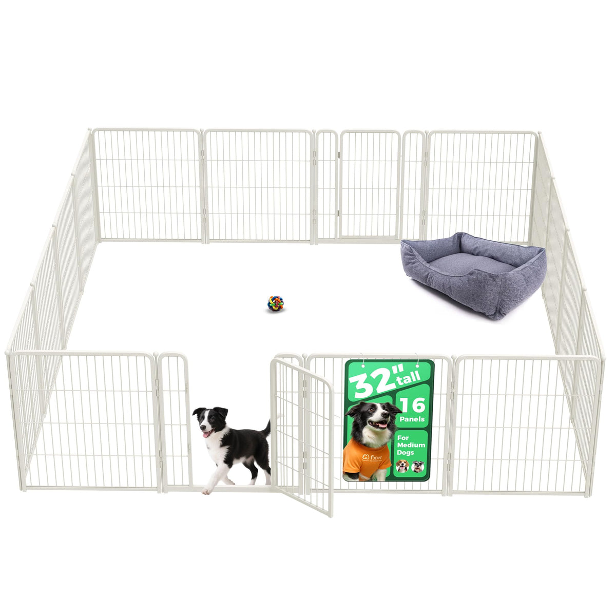 Homeplus Indoor Dog Playpen (White / 32"H)