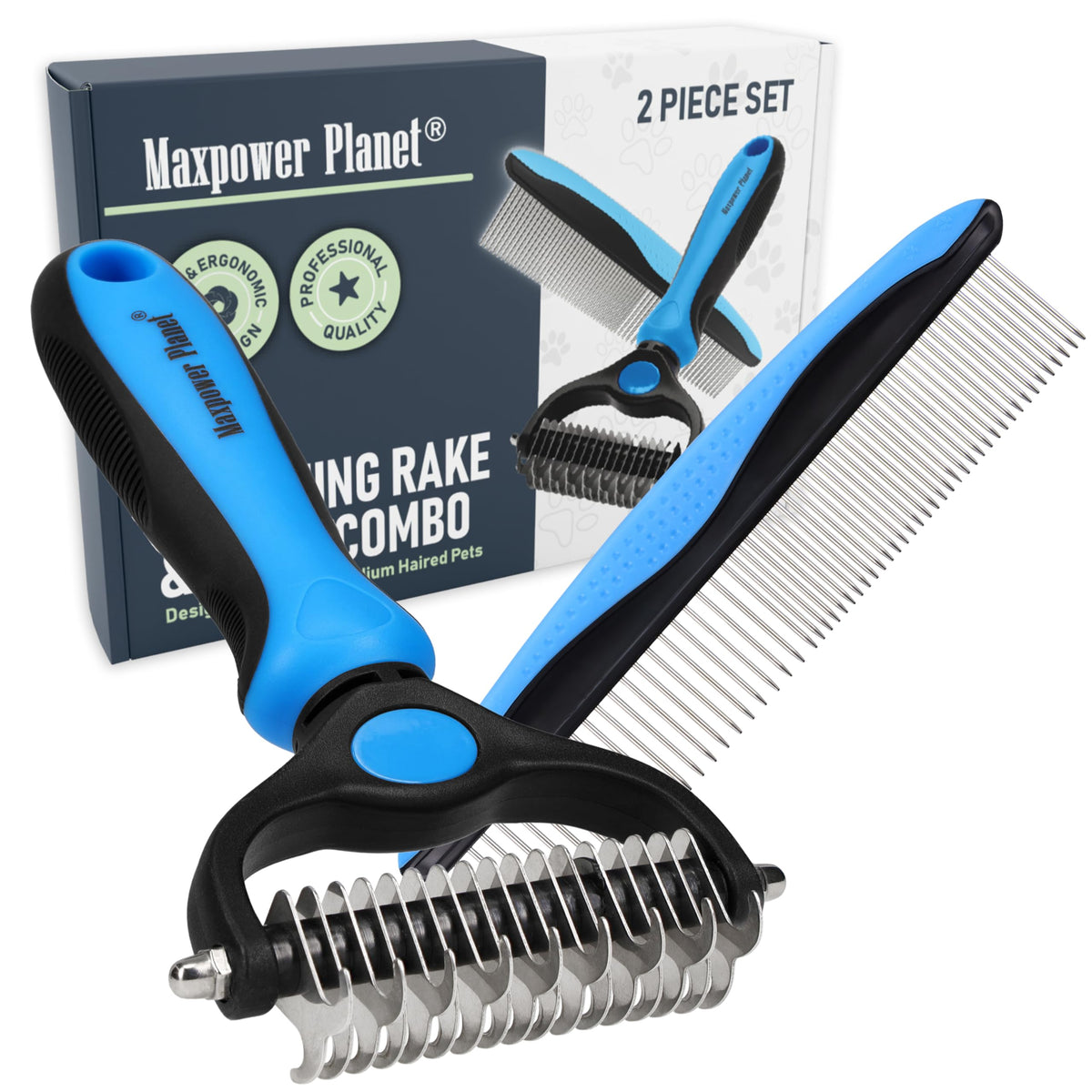 Pet Grooming Rake and Dematting Comb (C - Rake and Comb Kit (Best Value) / Large)