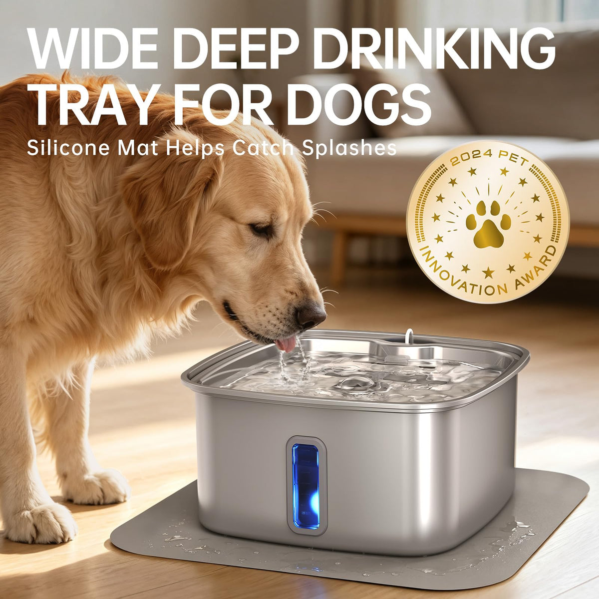 Innovation Award Winner Stainless Steel Dog Fountain (Silver / 237oz (Large Dogs & Multi-Pet))