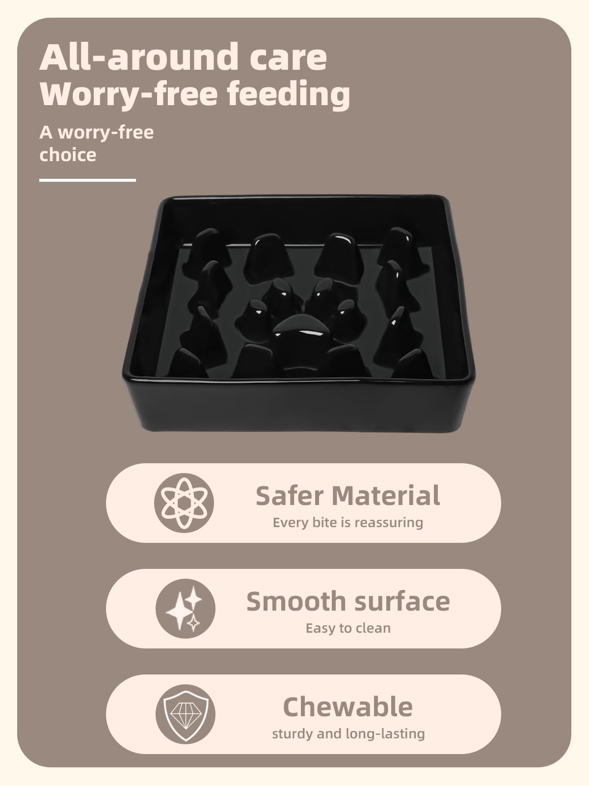 Dog Slow Feeder Bowls (Black / M-1.8 Cups)