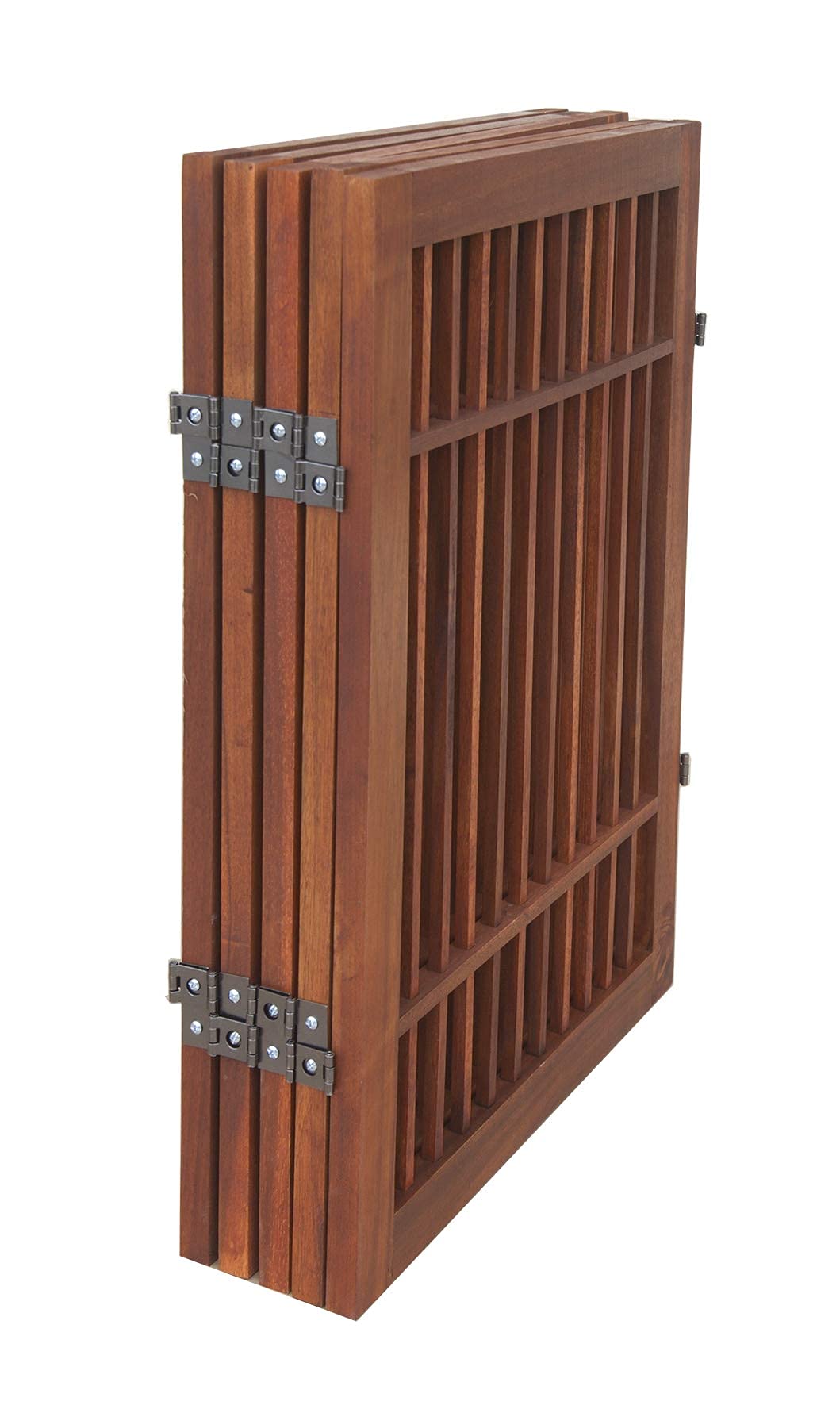 Freestanding Wooden Dog Gate Foldable Indoor Pet Gate No Drill Expandable Barrier for Doorways Stairs Hallways Portable Wood Fence for Small Dogs & Puppies (5 Panel 24" Tall / Brown Pet Gate)