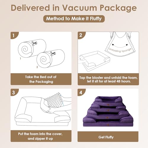 Orthopedic XXL Dog Bed (Purple / 46.0"l X 35.0"w X 7.5"th)