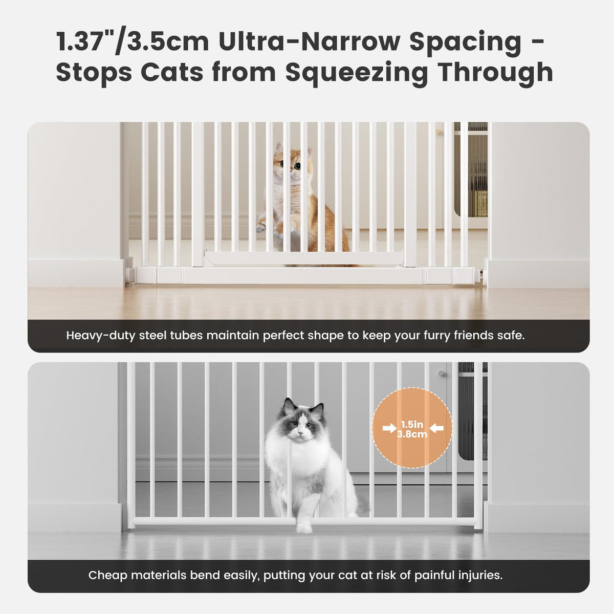 Extra Tall Cat Gate 51" (White / 51-87"/130-220cm)