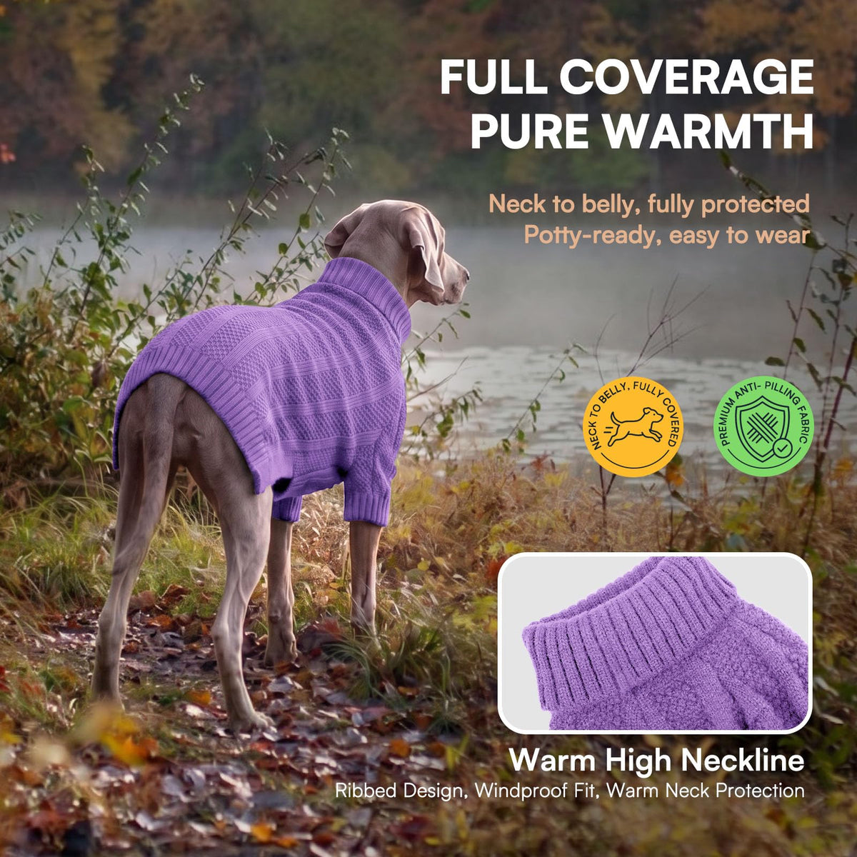 Dog Sweaters for Large Dogs (Large / Purple)