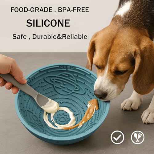 Slow Feeder Bowl & Lick Mat for Dogs (Light Blue / 6.3 inches)