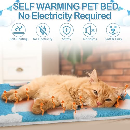 2 Pack Self Warming Cat Mat (Blue, White / 21" X 14")
