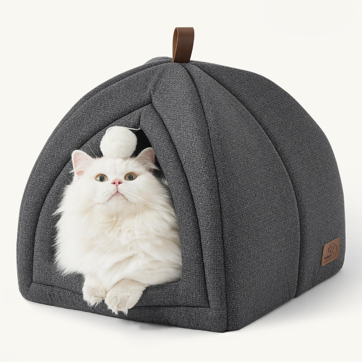 2in1 Cat Beds for Indoor Cats Cave for Kitten with Washable Pillow (M(16x16x16) / Dark Grey)