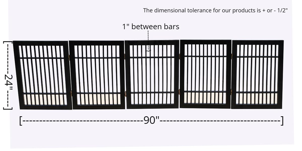 Pet Dog Gate Freestanding (5 Panel 24" Tall / Black Pet Gate)