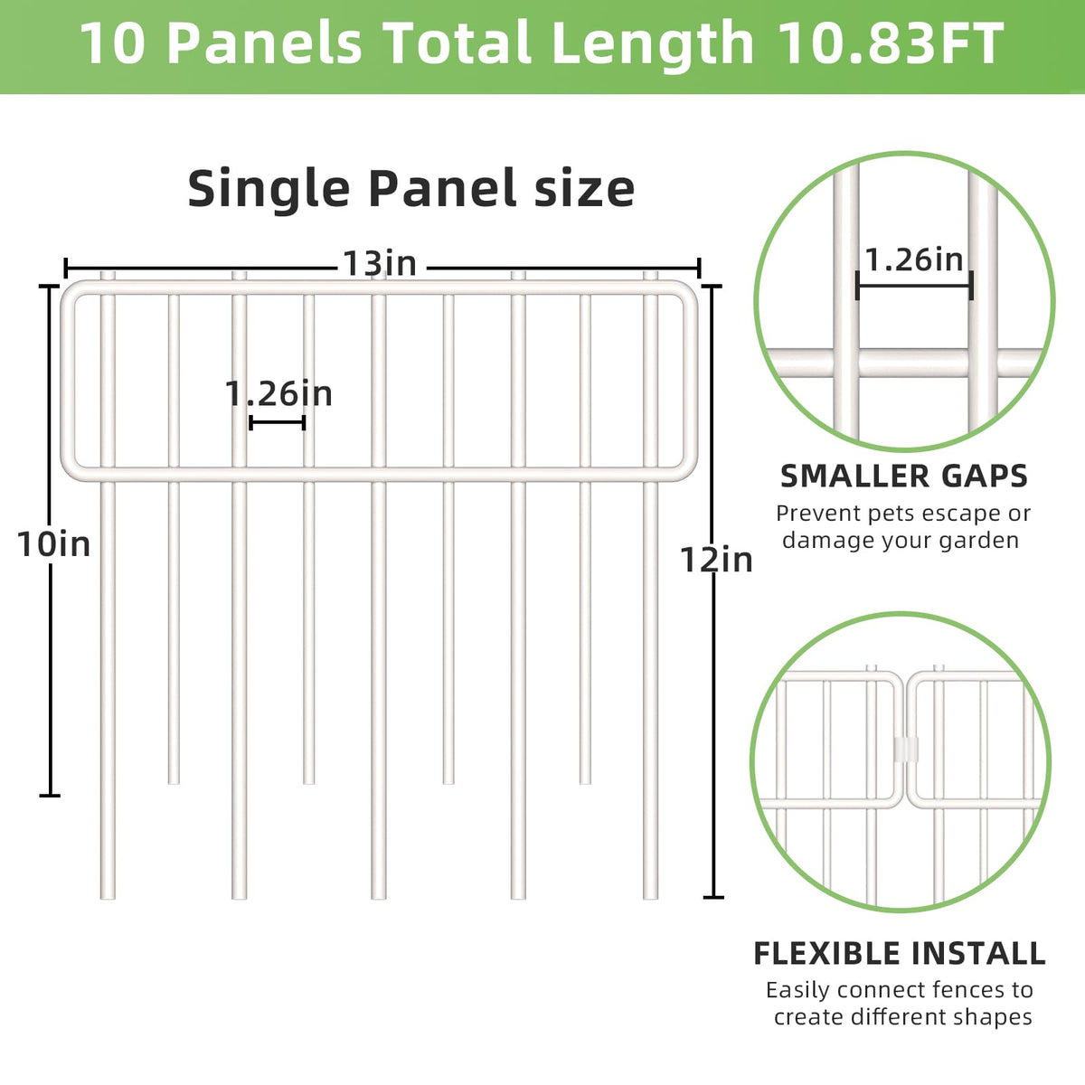 Animal Barrier Fence (White / 10 Panel, 10.83 Ft)