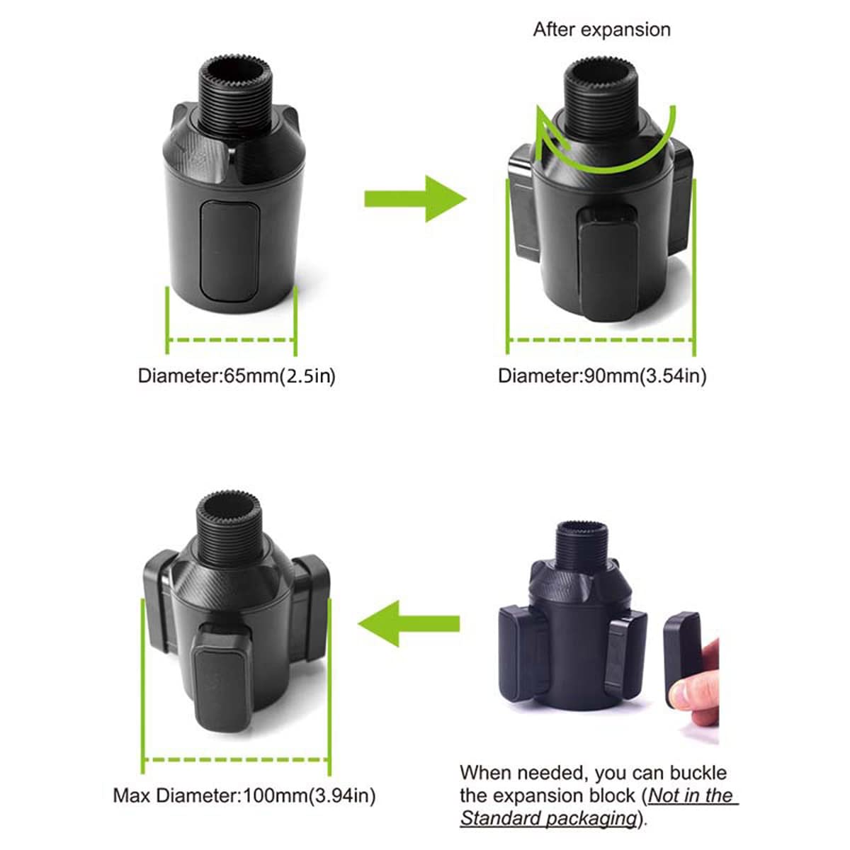 4-in-1 Car Expander with Dual Cup Holder, Phone Holder, 360 Adjustable Base, All Purpose Organizer for Snack Bottles, Drinks (D04)