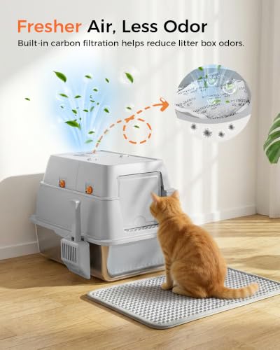 XXL Stainless Steel Cat Litter Box with Lid (Light Gray / 23" L × 16" W × 18" H)