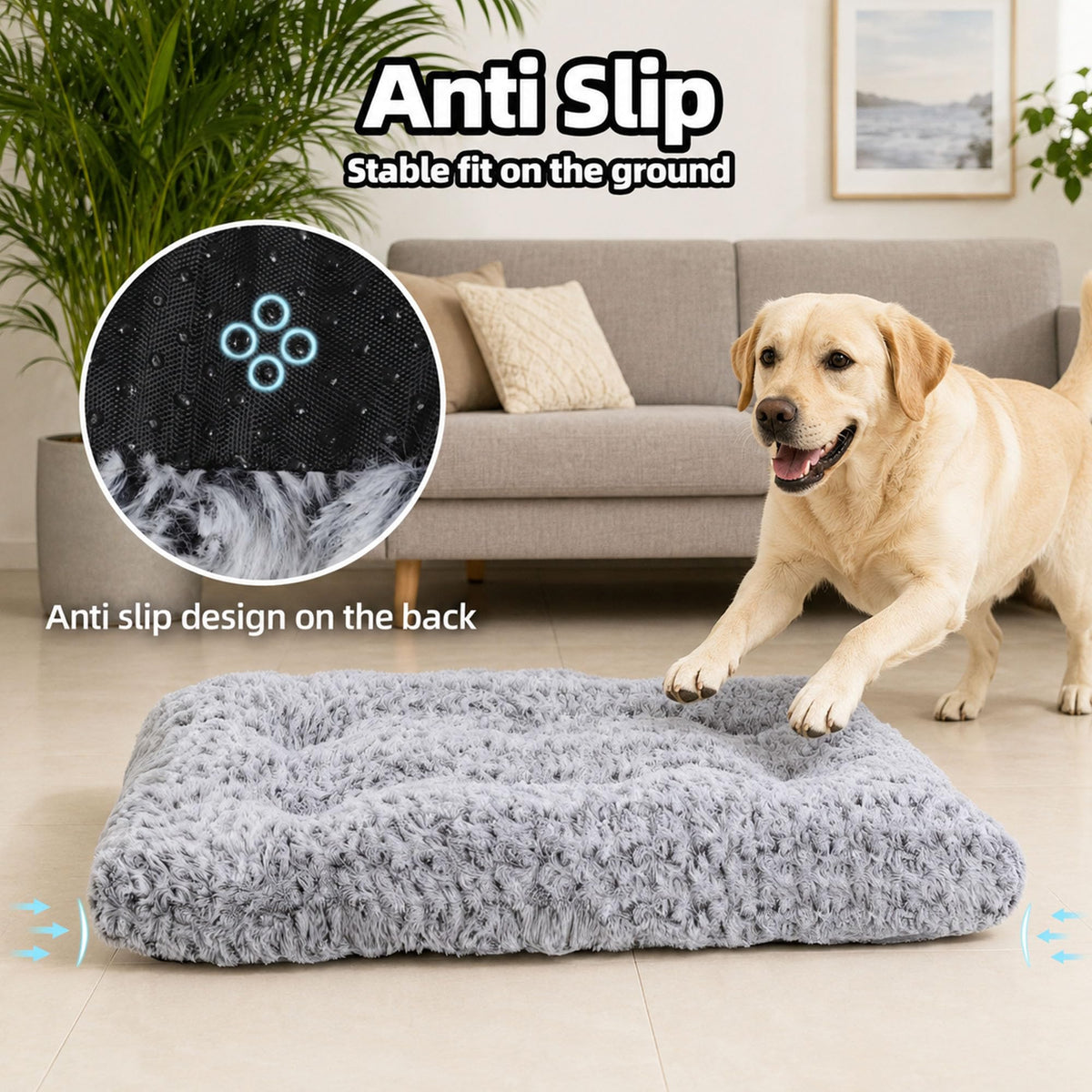 Extra Large Dog Bed (Light Grey / 53"L x 35"W x 4"Th)