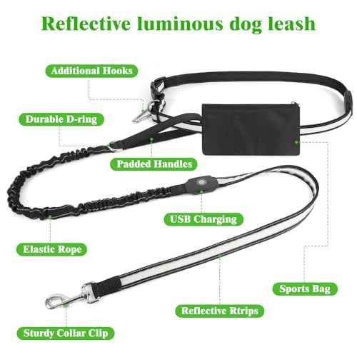 LED Dog Leash Waist Hands Free (Multicolor)
