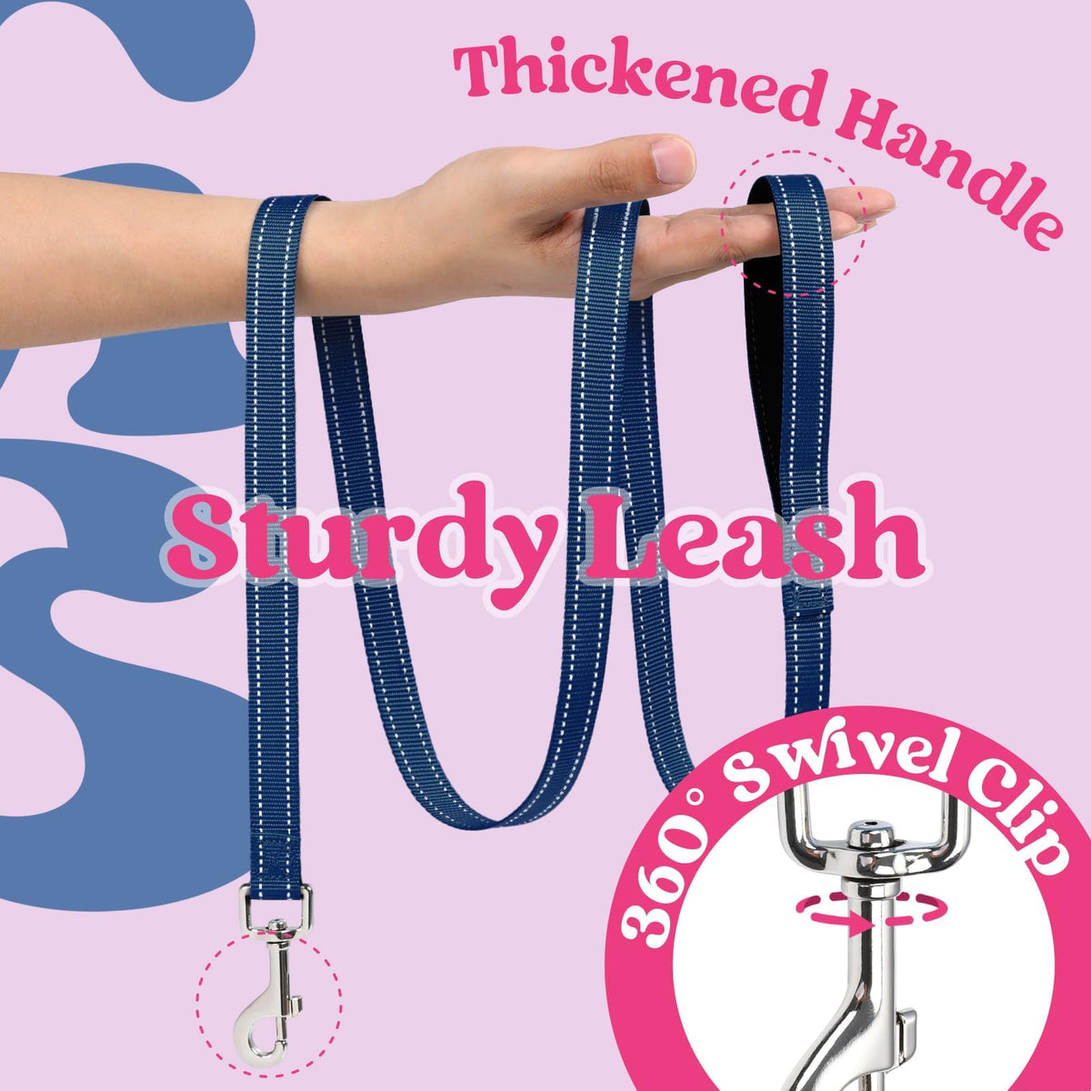 Dog Harness Small Sized and Leash Set (Rose Red & Navy Blue / XS (Chest: 13.3"-15.5"))